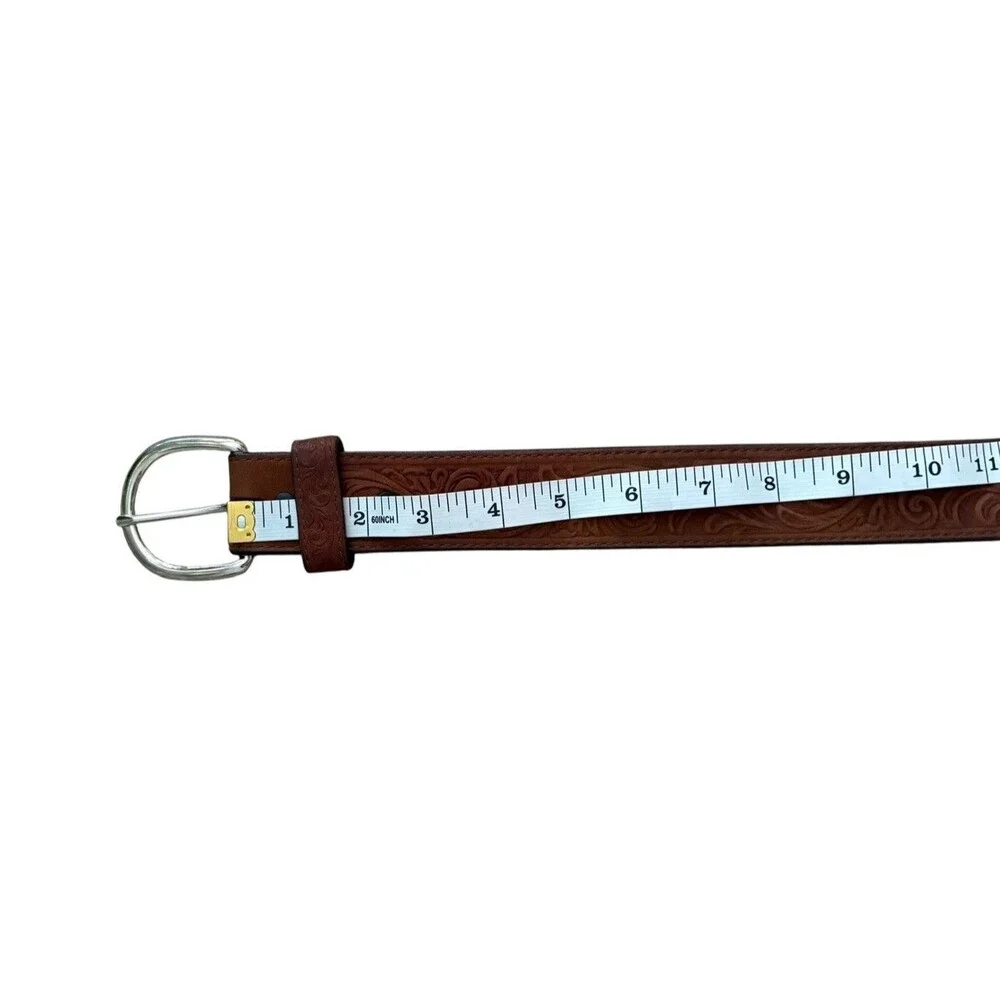 Silver Creek Men's Leather Belt Top Grain Embossed Metal Buckle 1. 5